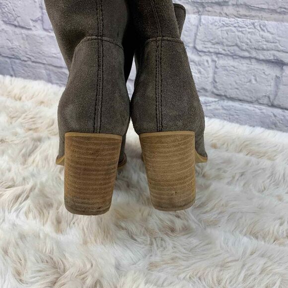 Splendid Murietta Brown Leather Suede Stacked Heel Booties Size 7.5 - Picture 3 of 8